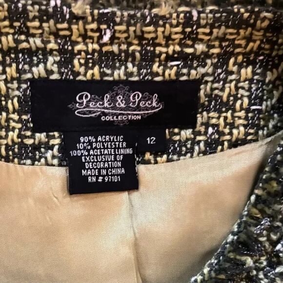 Peck & Peck Size 12 Green Tweed Blazer Jacket Jewel Embellished Career - Picture 4 of 5